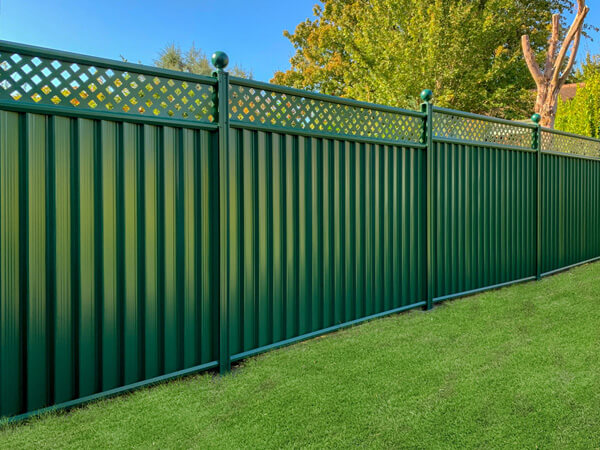 Green metal fencing