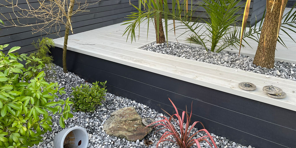 UPVC decking with plants